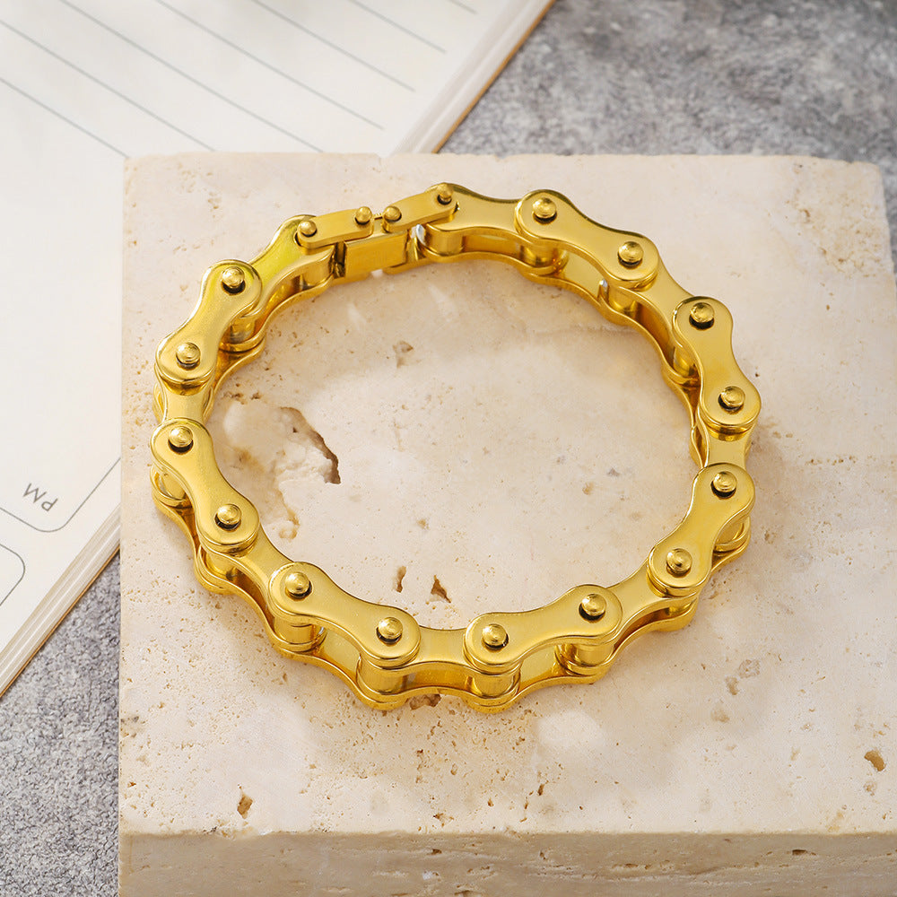Wholesale Punk Rolling Bicycle Chain Stainless Steel Bracelet