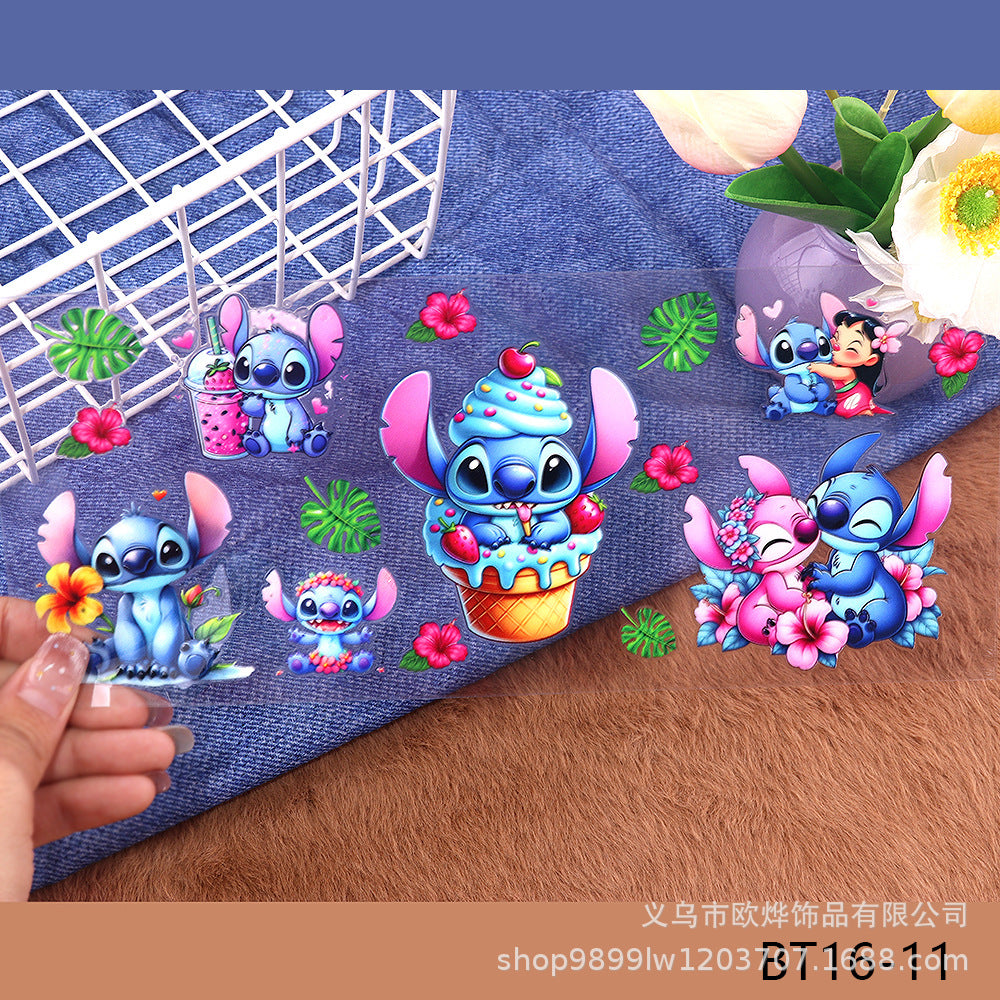 Wholesale Cartoon UV transfer stickers,  crystal stickers,  tear-off crystal labels with text,  16oz glass stickers