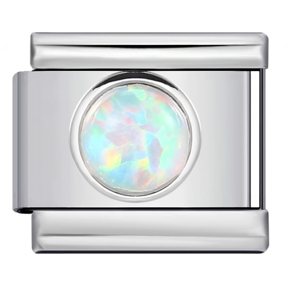 Wholesale Italian modular Stainless steel oval stamping colorful oil drip DIY  bracelet