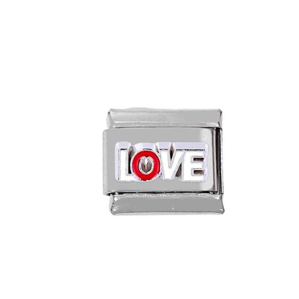 Wholesale 5pcs Italian Charm Bracelet Charm Module Stainless Steel Letter Bracelet 9mm DIY Pattern Free Stitching Detachable Composable Bracelet ACC-BT-DaLiang003