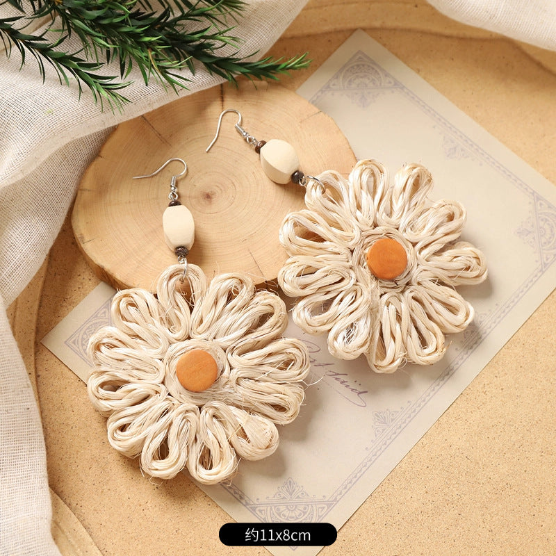 Wholesale Handmade Rattan Woven Bohemian Earrings