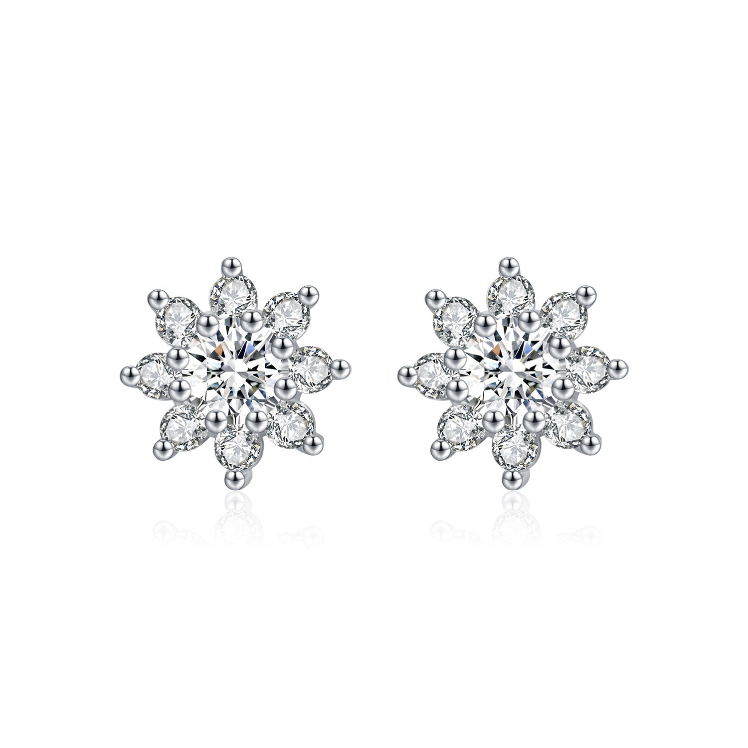 Wholesale  diamond s925 silver flower earrings