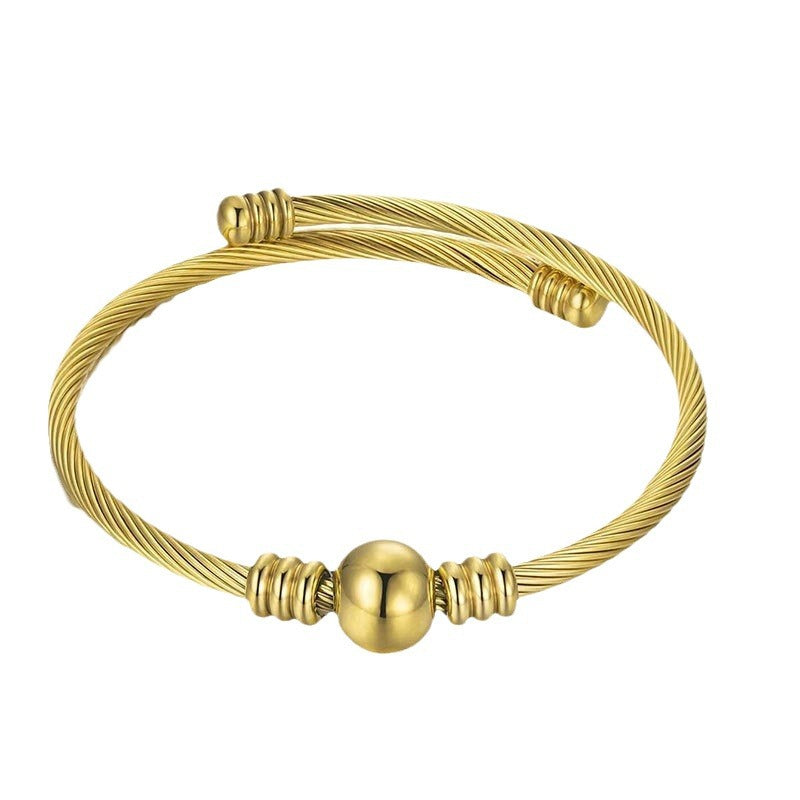 Wholesale Stainless Steel Beads Spiral Ring Bracelet ACC-BT-RuiX004