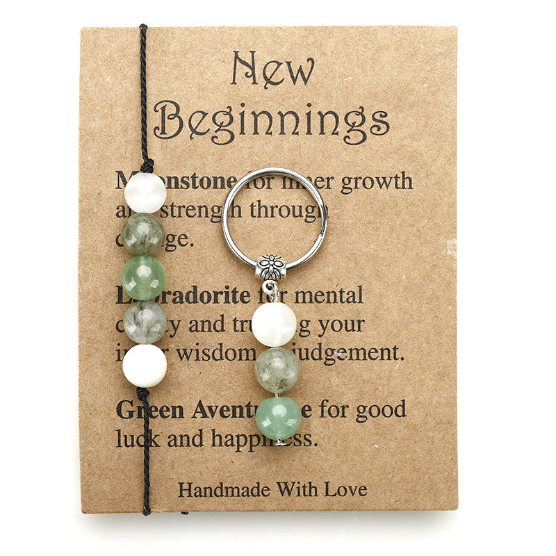 Wholesale Beaded Stone Bracelet  Glitter Stone Green Aventurine Ring Keychain