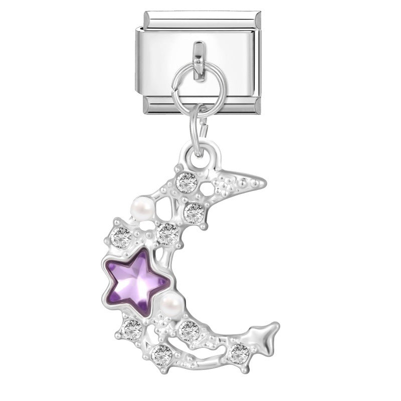 Wholesale  Italian Charm Bracelet 9mm DIY  Star Pendant Creative Stainless Steel Composable Bracelet