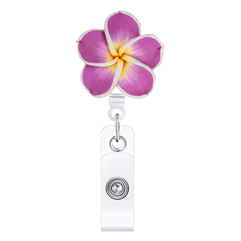 Wholesale Hawaiian Plumeria Badge Reel Handmade Soft y Flower – Casual Bag Charm or ID Accessory