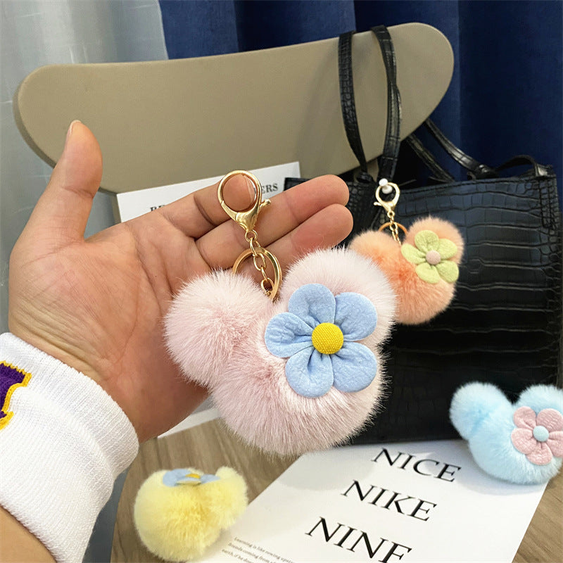 Wholesale Trendy Cartoon Mouse Head Plush Keychain Bag Charm Car Key Accessory Party Gift