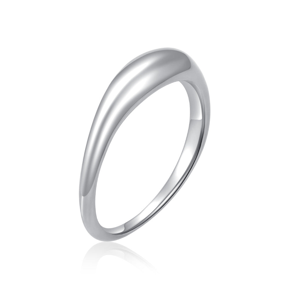 Wholesale Chic 18K Gold-Plated Stainless Steel Curved Pinky Ring - Fashion Accessory for Resale