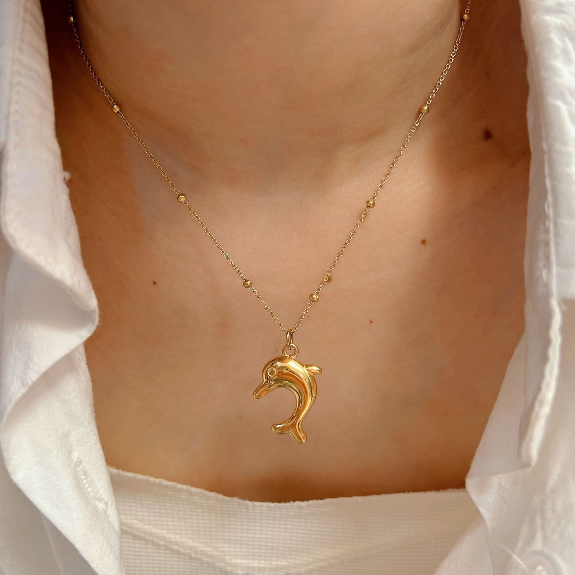 Wholesale Ocean Series Stainless Steel Shell Natural Stone Necklace