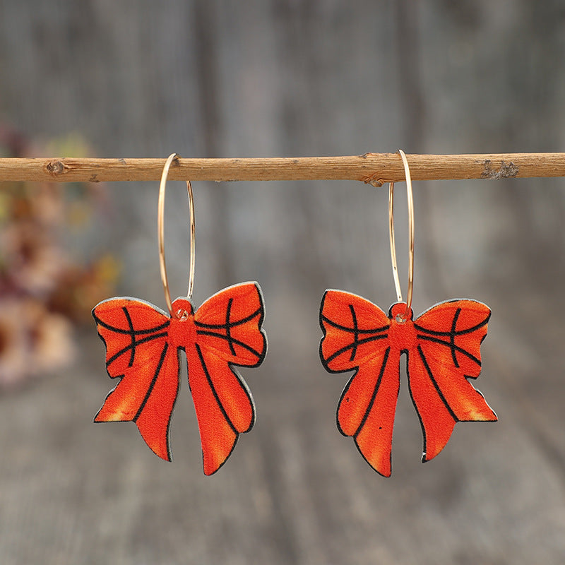 Wholesale Bow Rugby Acrylic Earrings
