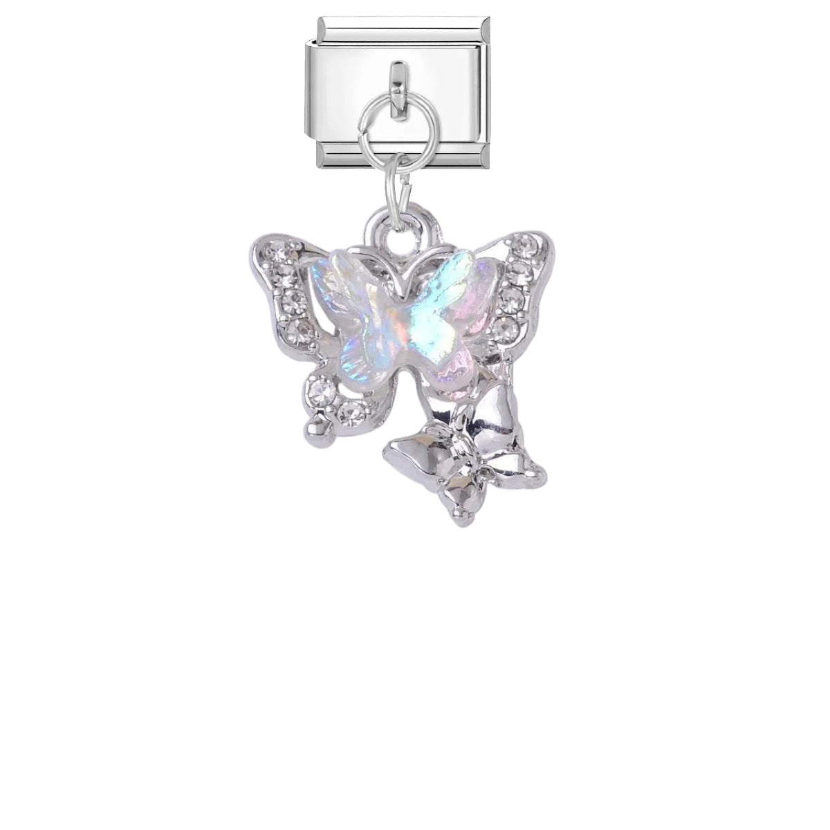 Wholesale Stylish DIY Charm Pendant for Bracelet Watch Strap - Titanium Steel Enamel Butterfly Cross Rhinestone Jewelry Accessory