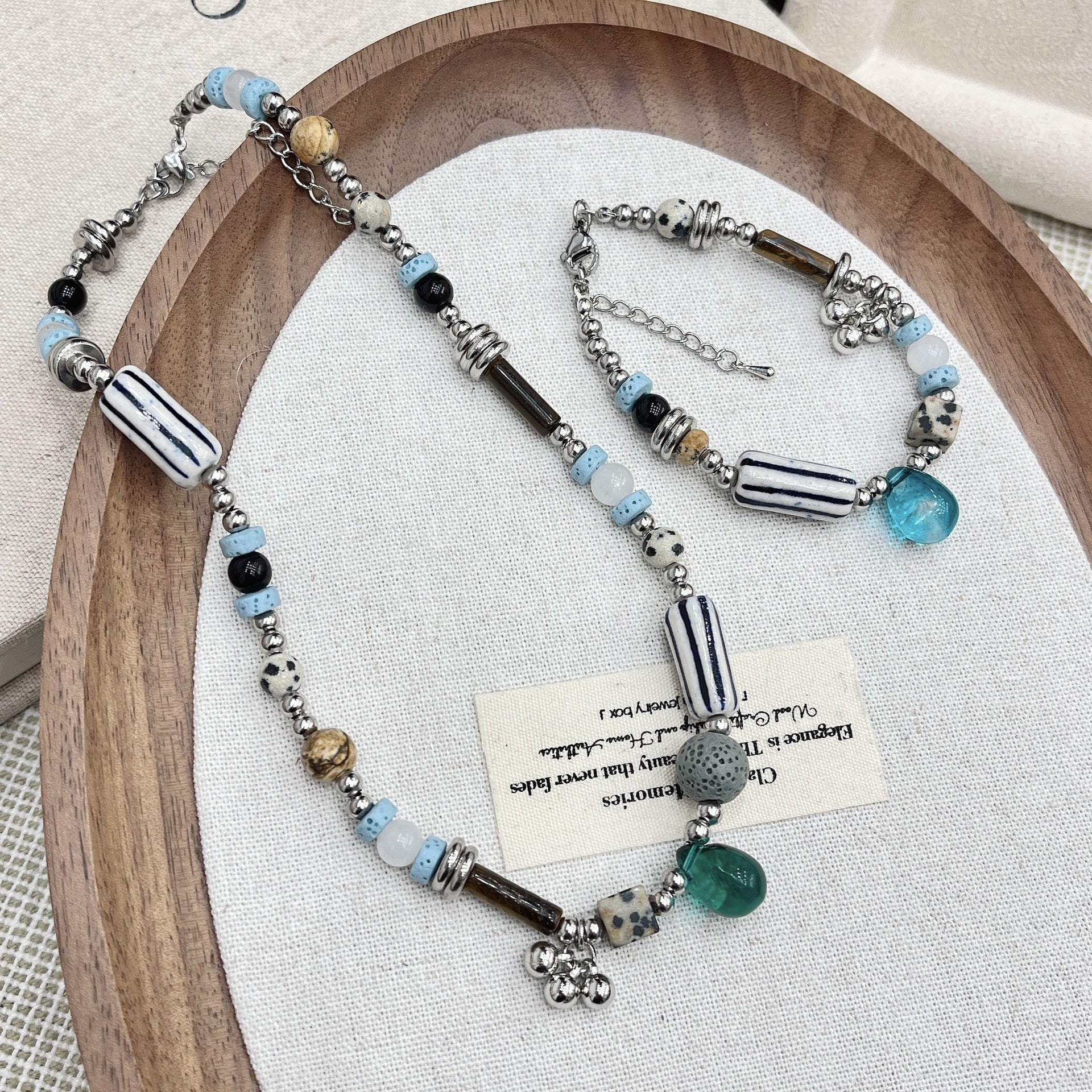 Wholesale Natural Stone Beaded Multi-Element Necklace