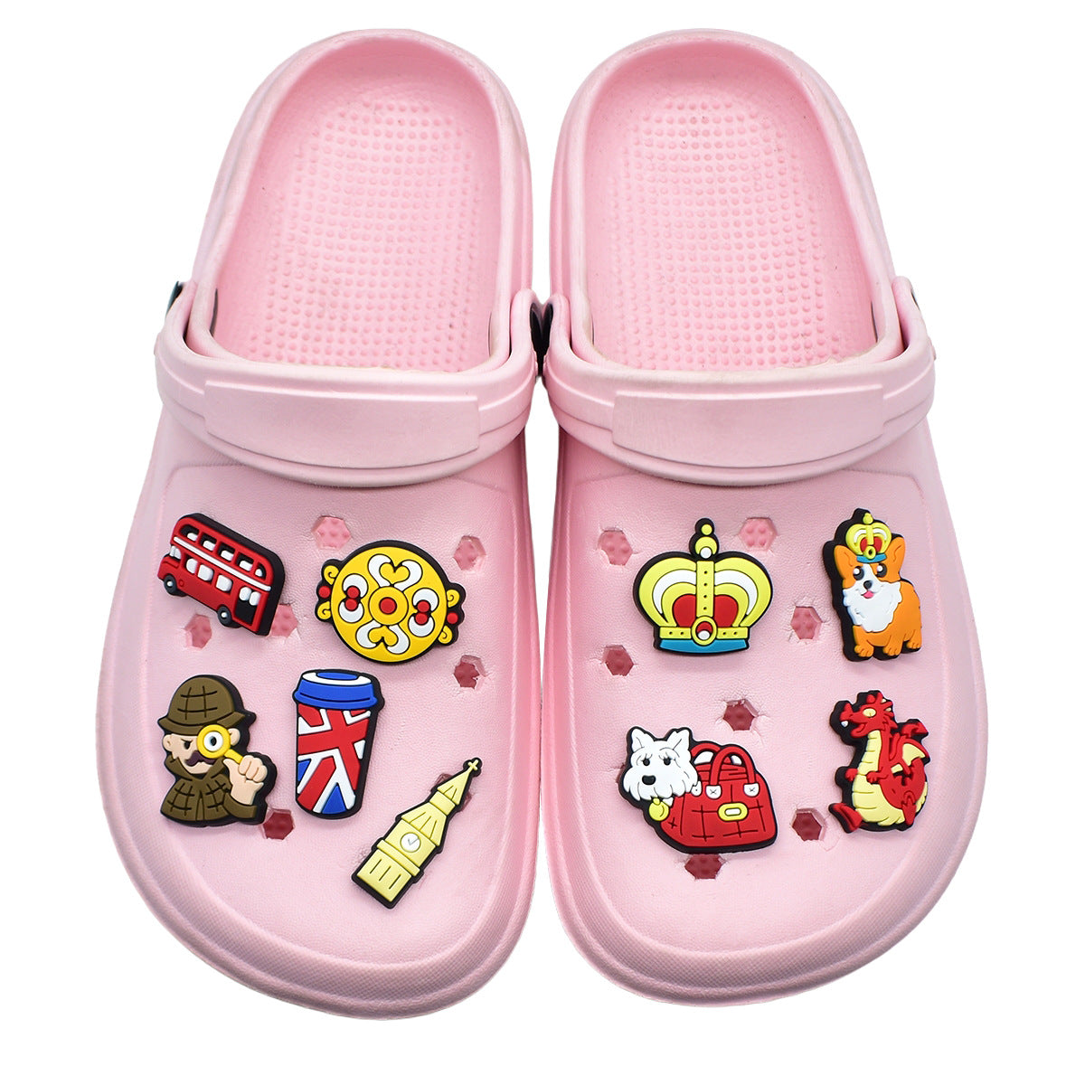 Wholesale Random 100pcs British style clogs    PVC Soft Rubber Shoe Buckle Decoration