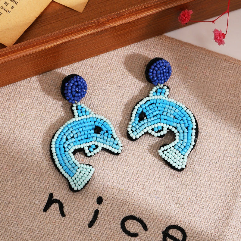 Wholesale Ocean Beach Starfish Seahorse Shell Rice Bead Earrings