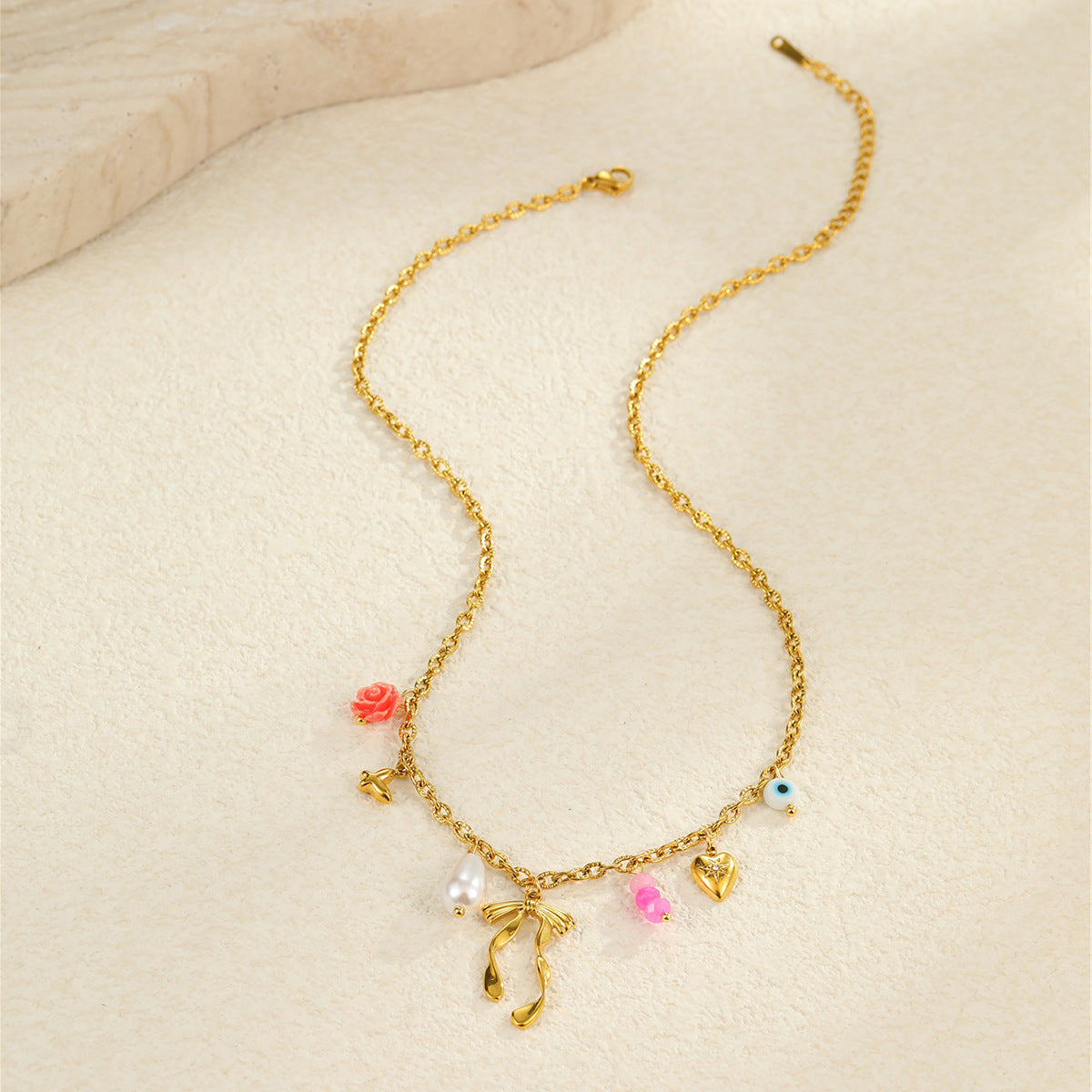 Wholesale Ocean Style Vacation Beach Conch Flower Stainless Steel Necklace