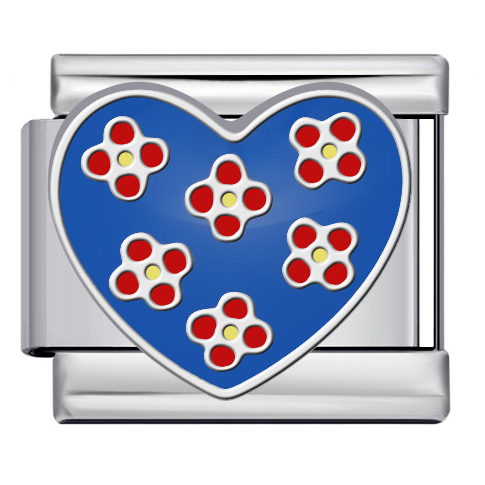 Wholesale Italian module Heart-shaped pattern titanium steel  DIY bracelet