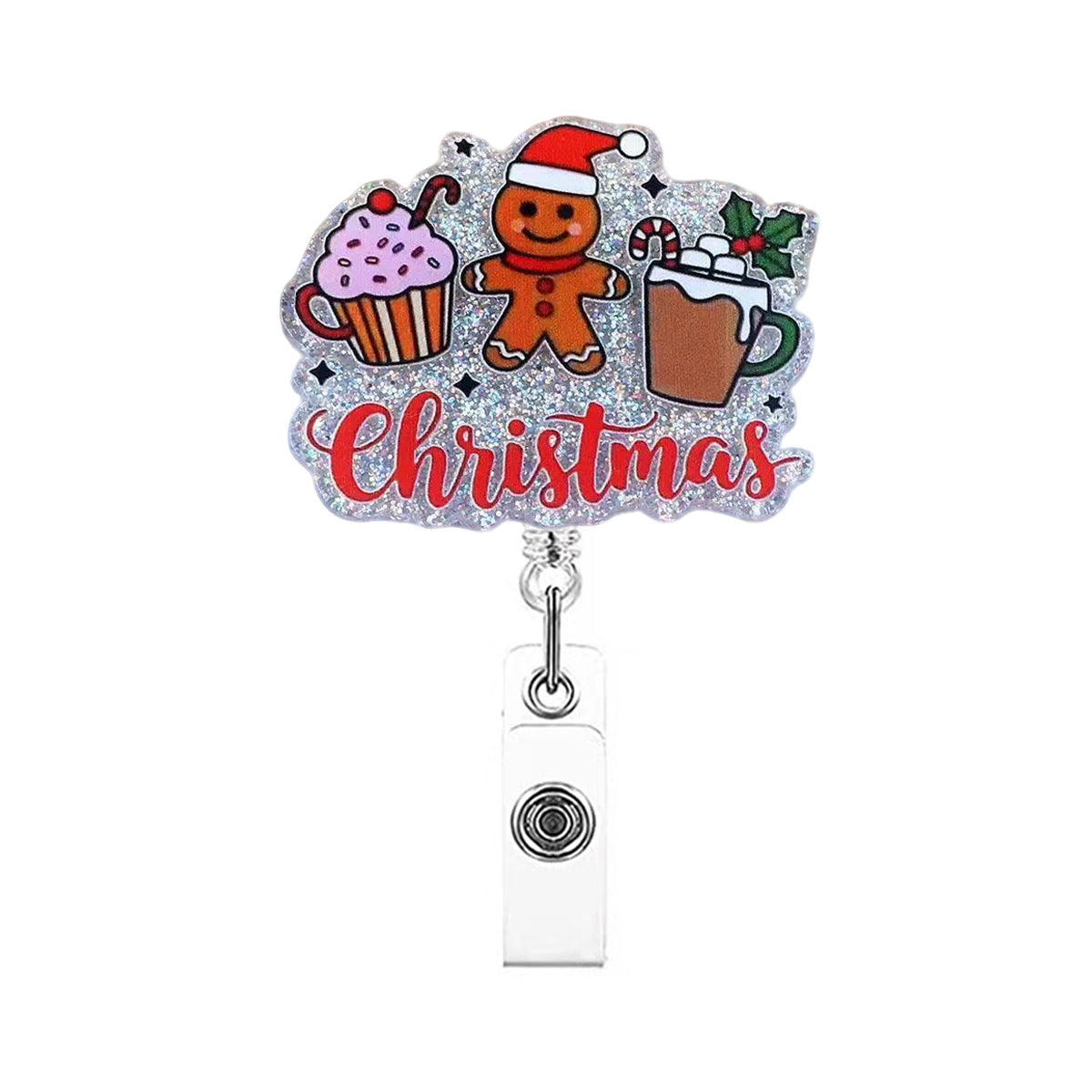 Wholesale Acrylic Badge Reels Christmas Medical Work ID Clip-on Badge with Retractable Buckle