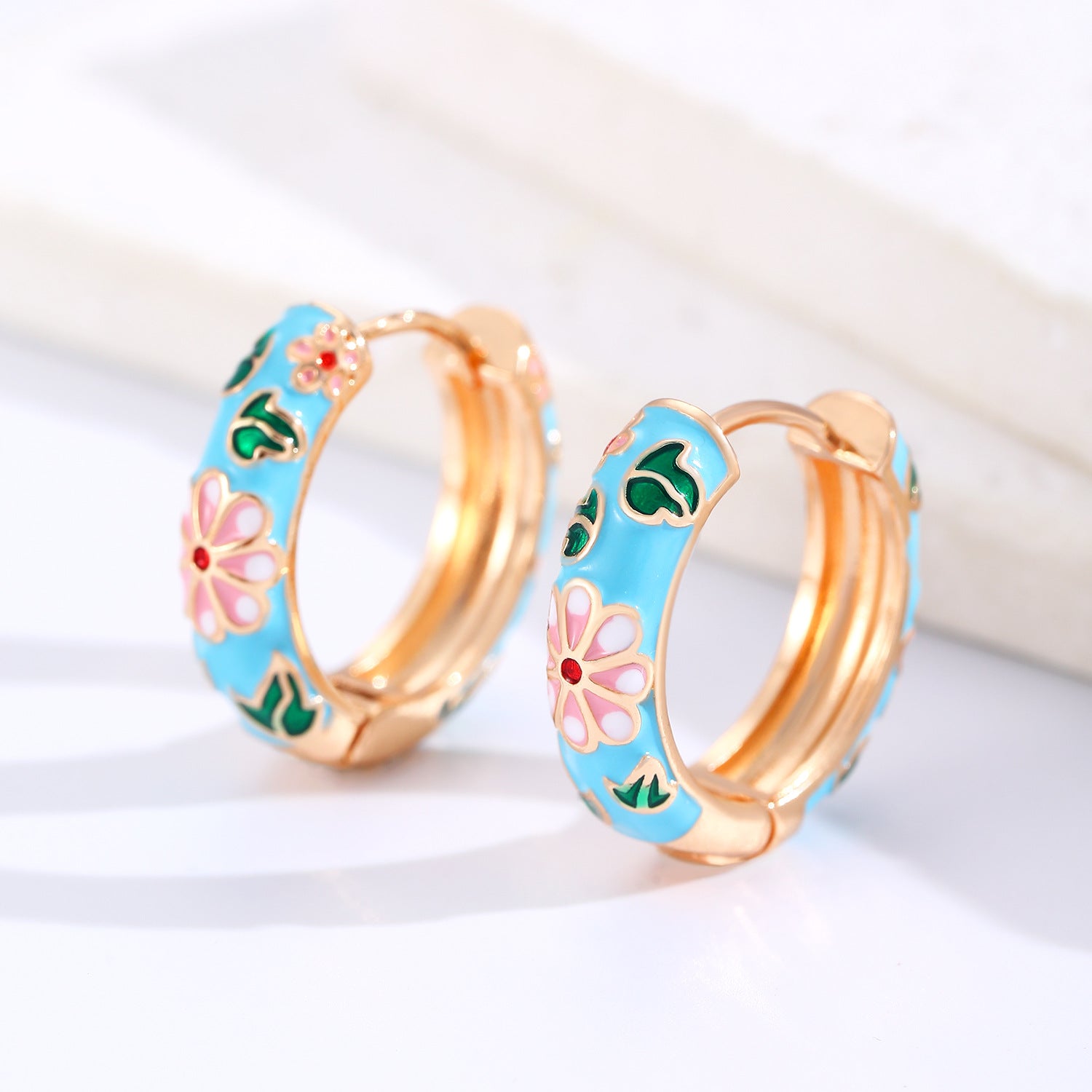Wholesale Copper Dripping Oil Flower Earrings Chinese Vintage Style Women S Jewelry Accessory