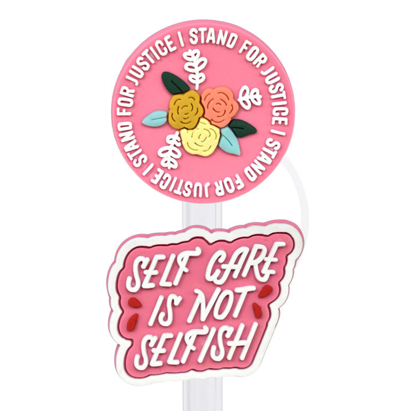 Wholesale Random 100pcs Cartoon English Straw Cover 10MM Straw Tube Cap