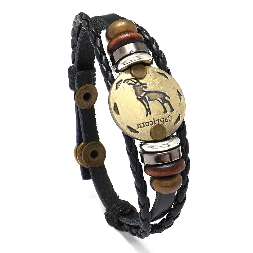 Wholesale 12 Constellations Cowhide Bracelet Adjustable Braided Beaded Bracelet Miyuki ACC-BT-Saih002