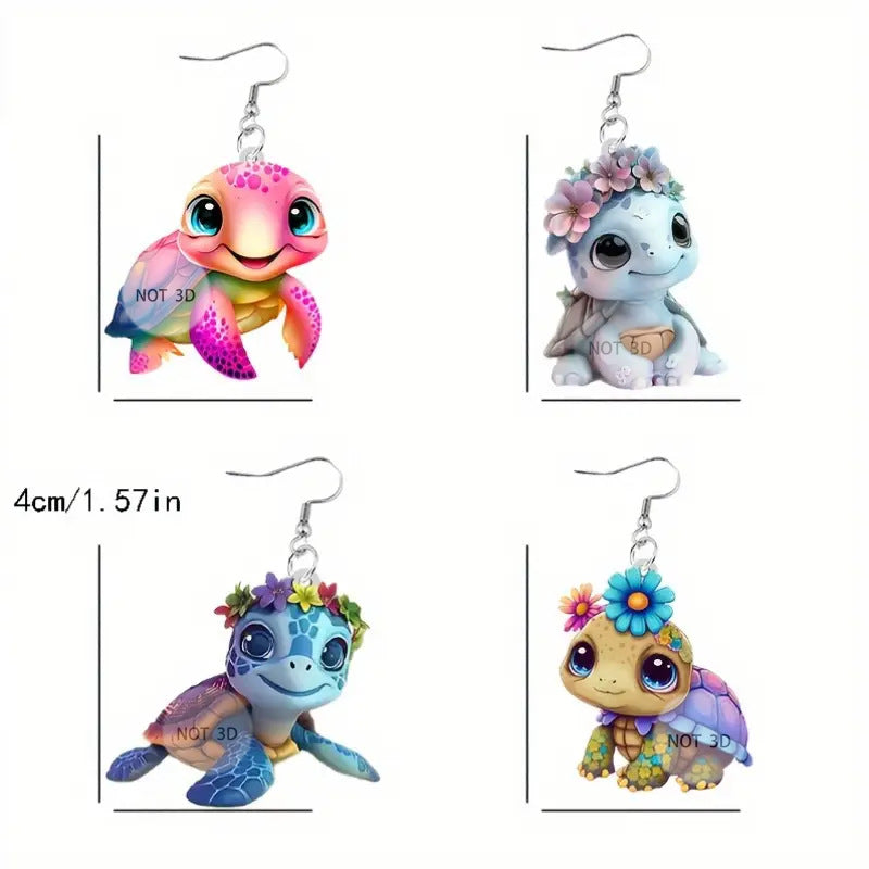 Wholesale  Colorful Turtle 2D Acrylic Earrings