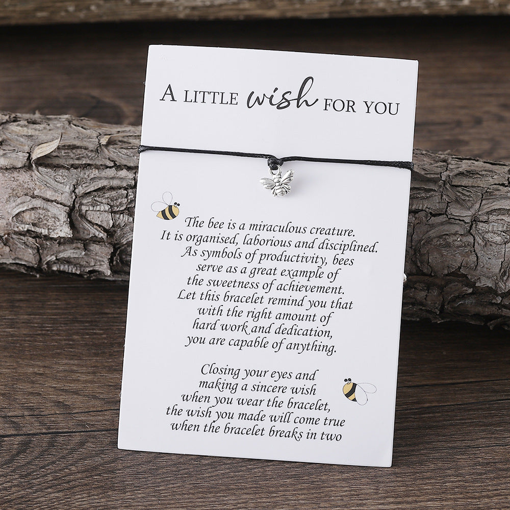 Wholesale Love Star Shape Bee Braided Bracelet Blessing Card Bracelet