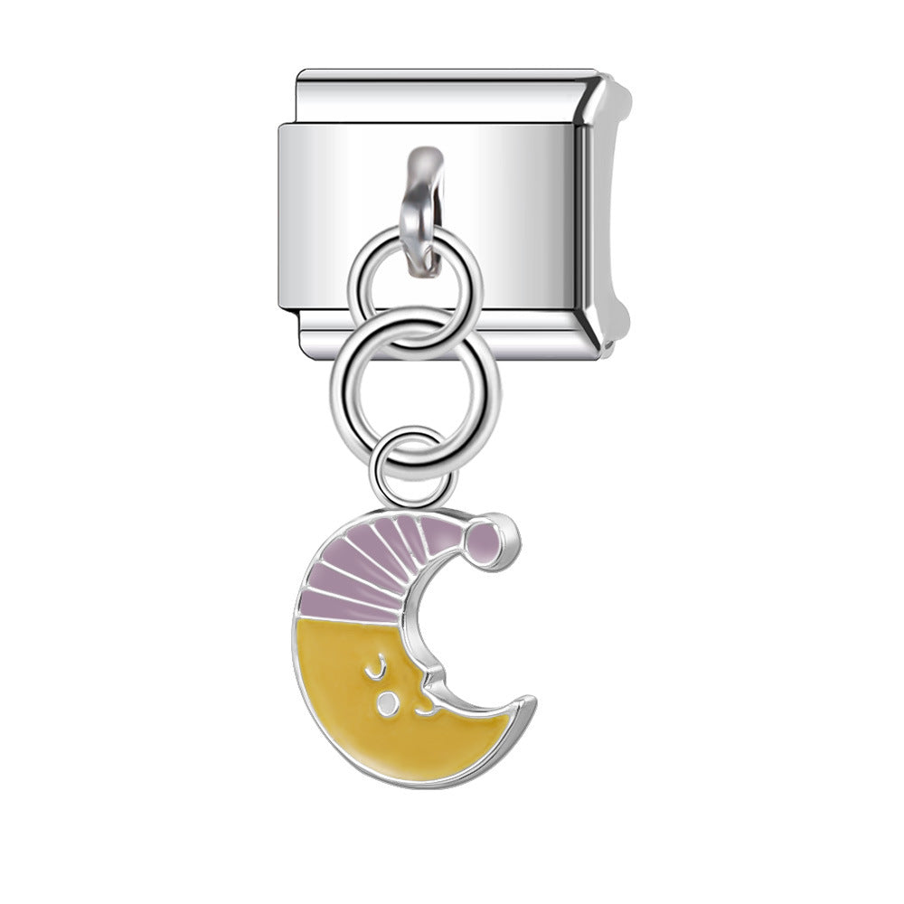 Wholesale Italian Charm Bracelet 9mm DIY Splicing Star Moon Series Stainless Steel Composable Bracelet