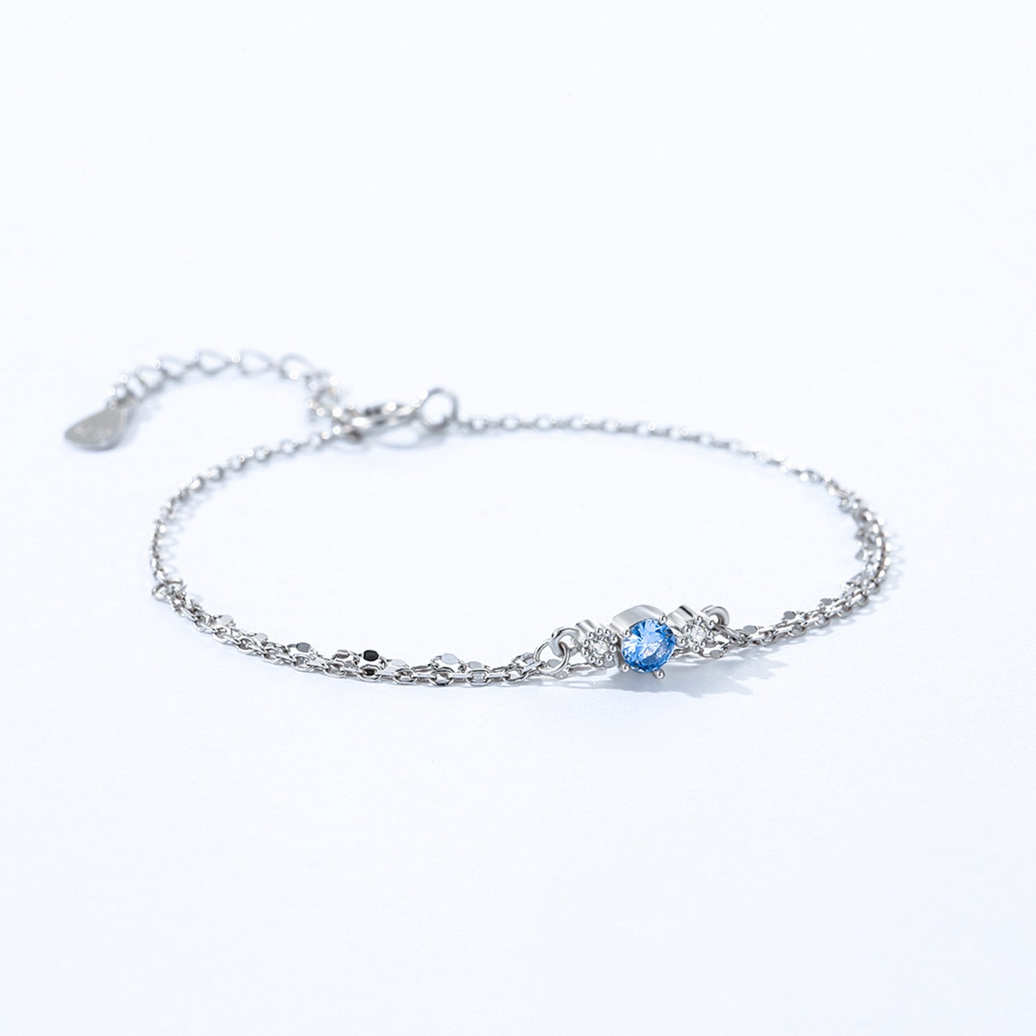 Wholesale S925 Sterling Silver Ice Blue Round Zircon Bracelet