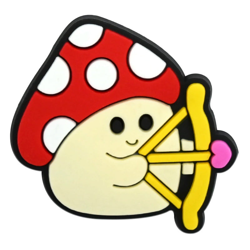 Wholesale   Random 100pcs Creative Cute cartoon mushroom series  PVC Soft Rubber Shoe Buckle Decoration