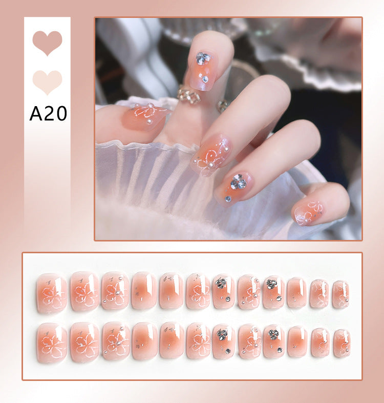 Wholesale 24 Pieces/box Diamond Butterfly Glitter Nail Art Press-on Nails Kits Nail Stickers ACC-NS-DiNa002