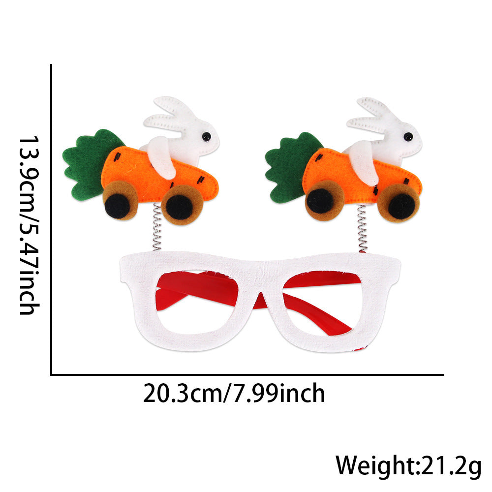 Wholesale  Easter decorations flannel chicken rabbit photo glasses decoration