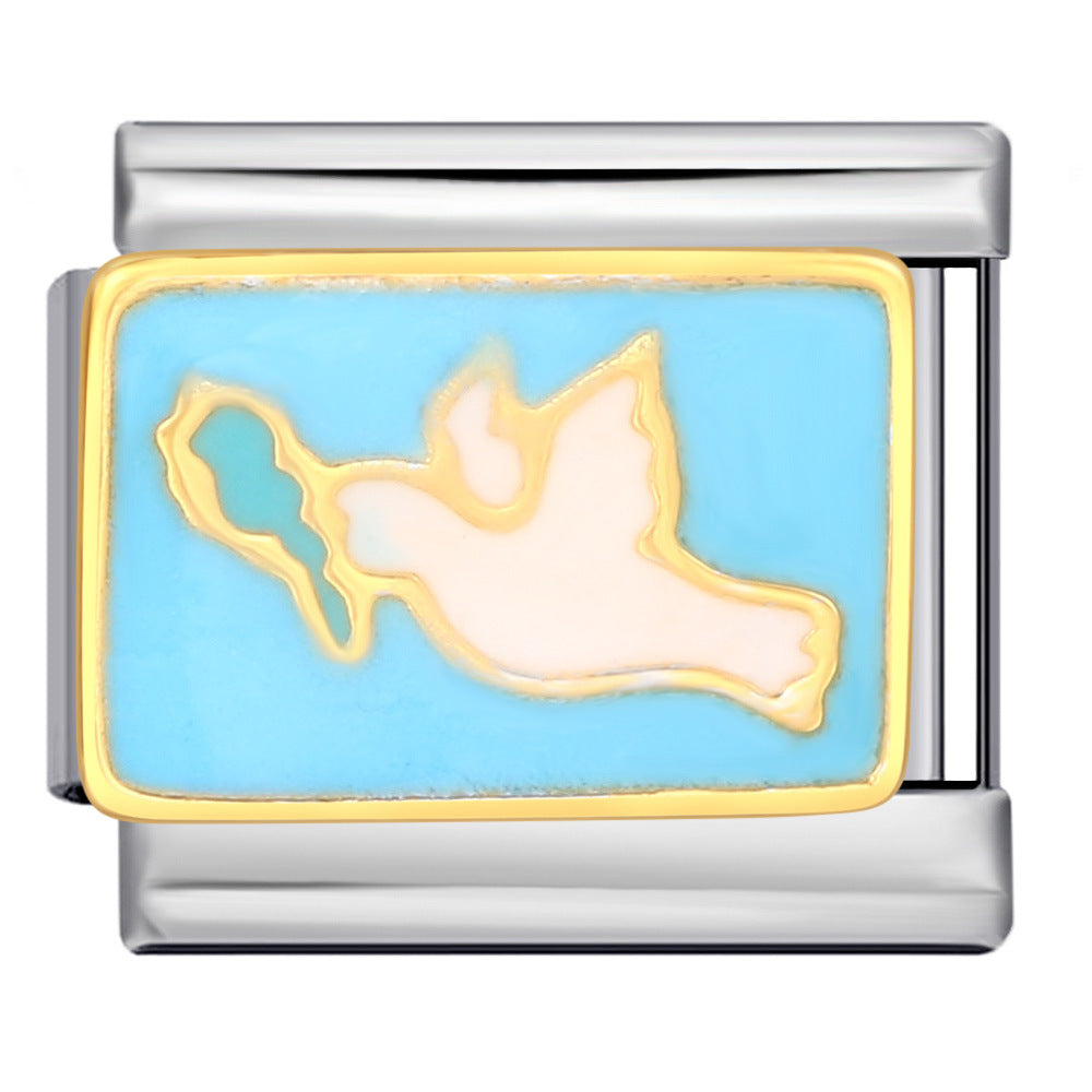 Wholesale Italian Charm Bracelet 9mm DIY Splicing Removable Oil Drop Cartoon Series Stainless Steel Composable Bracelet