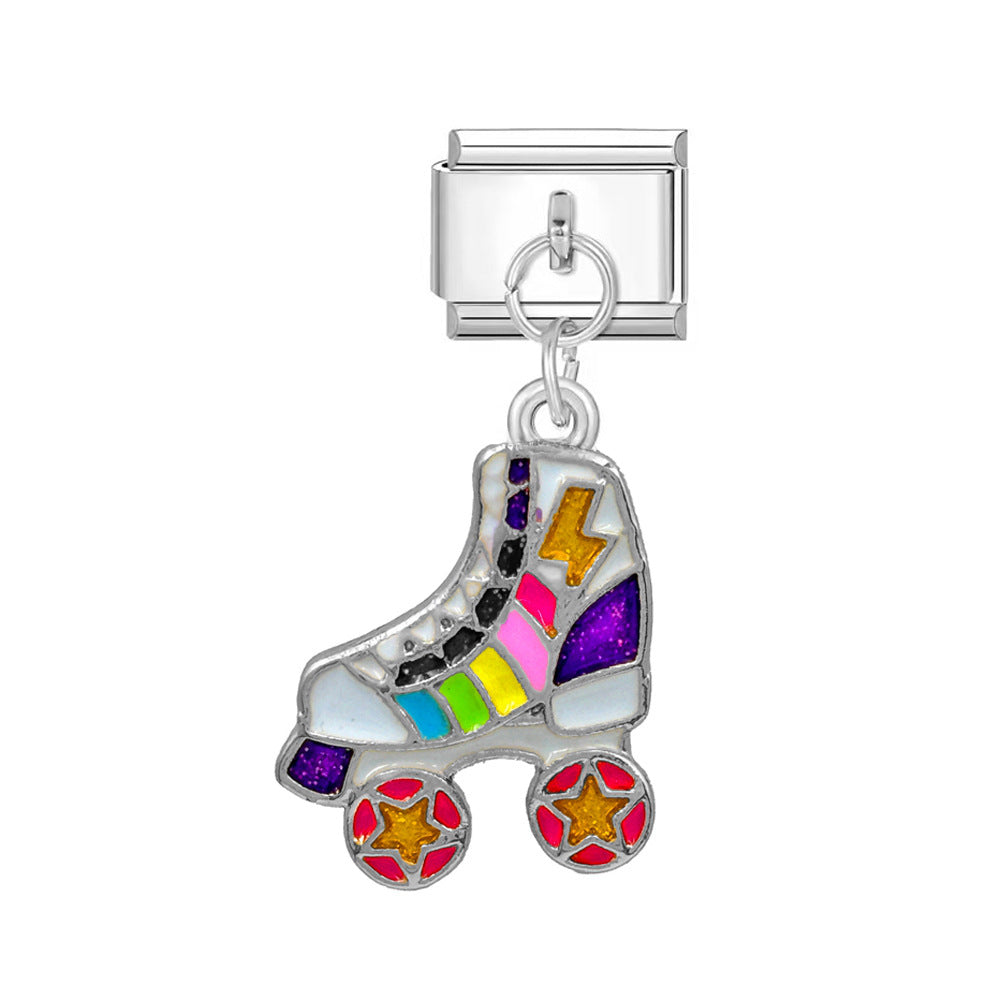 Wholesale Italian Charm Bracelet 9mm DIY Oil-Drip Single Buckle  Creative Stainless Steel Composable Bracelet