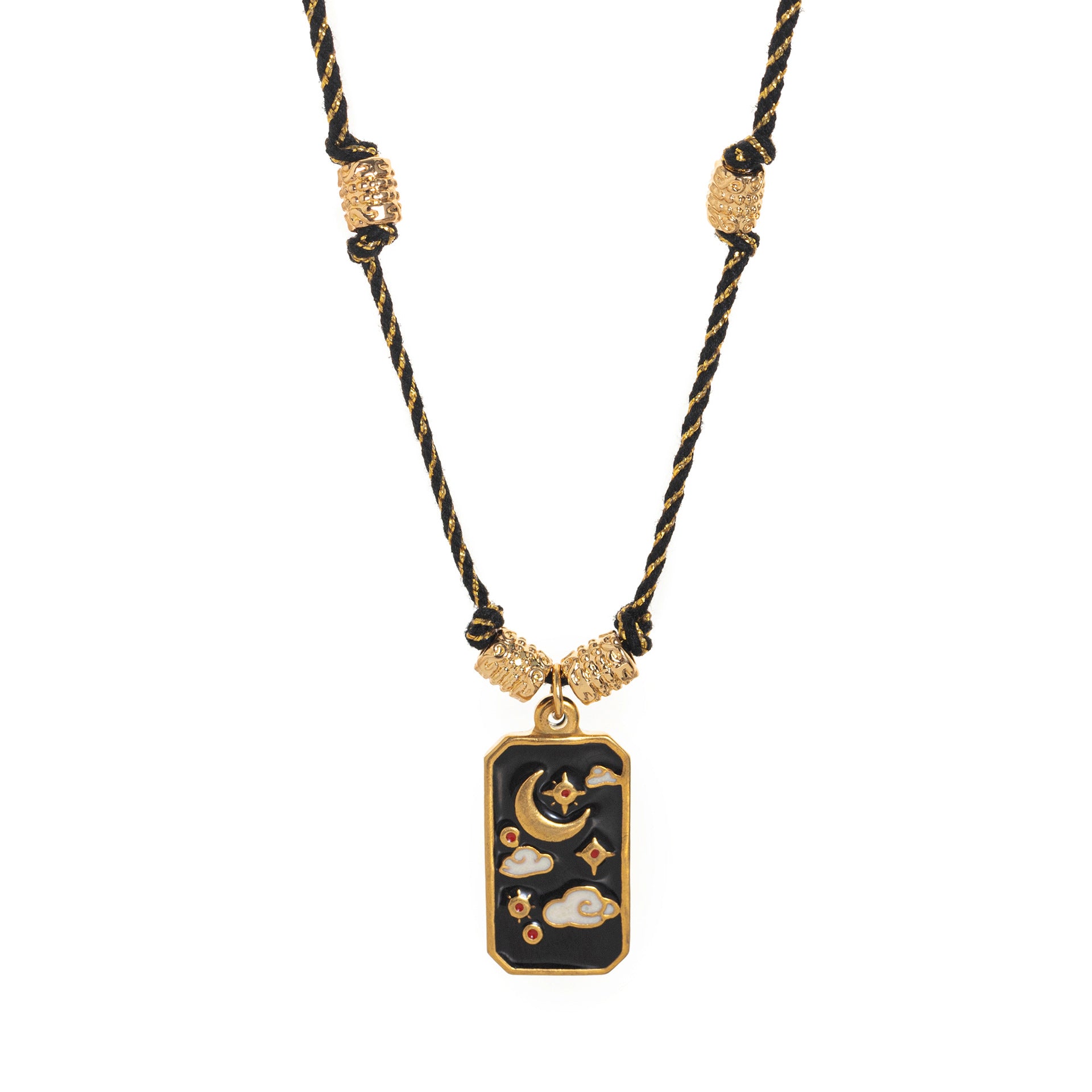 Wholesale Titanium Steel necklace Tarot black oil drop electroplating 18k gold rope hand-knotted necklace