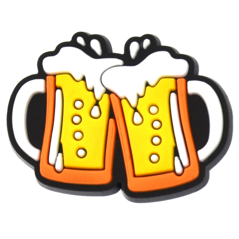 Wholesale Random 100pcs beer  PVC Soft Rubber Shoe Buckle Decoration