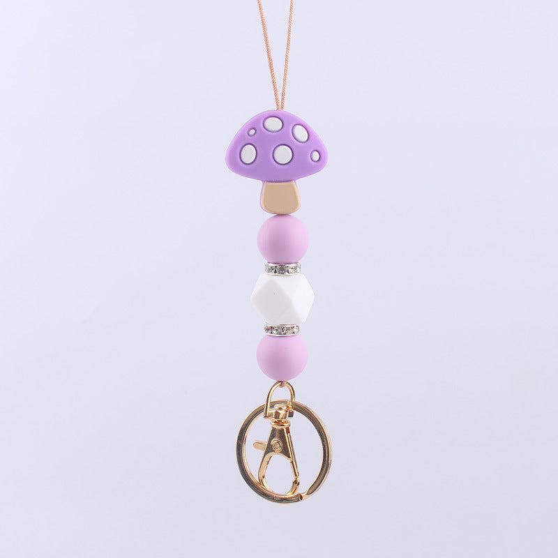 Wholesale Cartoon Mushroom Silicone Bead Necklace Pendant Keychain ACC-KC-GuangTian020