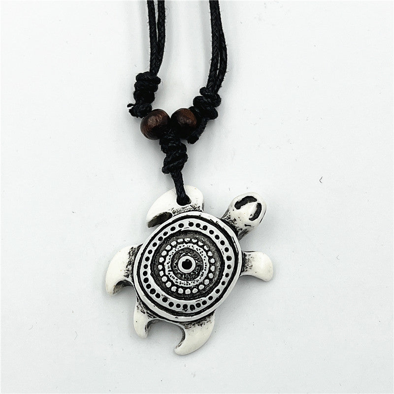 Wholesale Vintage Turtle Necklace Carved Turtle Pendant Resin Sweater Chain ACC-NE-ShuangDe001