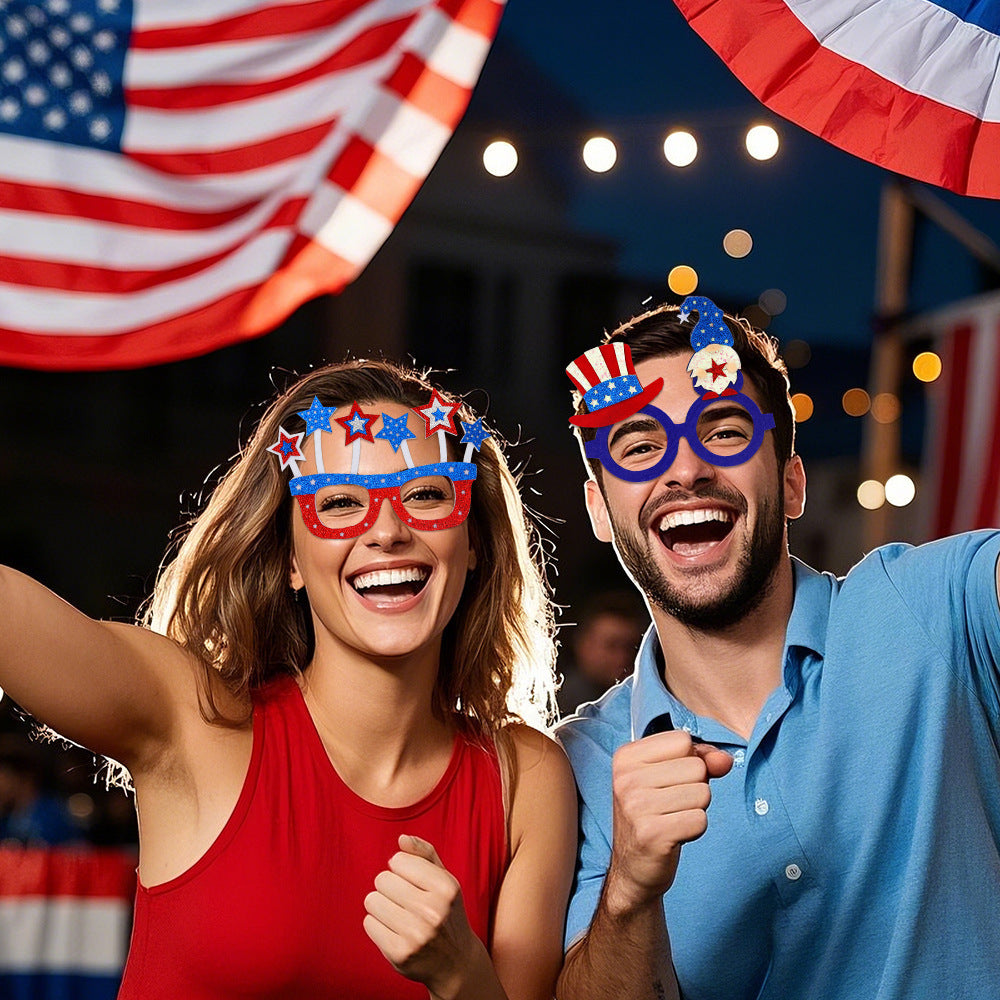 Wholesale  Independence Day Five-pointed Star Glasses Decoration