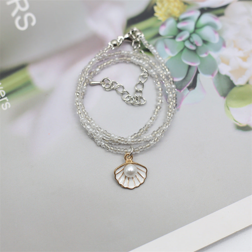 Wholesale Colorful Beaded Necklace Bohemian Shell Pearl Clavicle Necklace