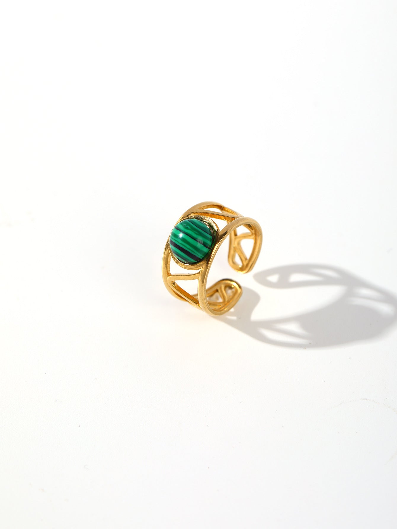 Wholesale 18k Gold Plated Tiger Eye Turquoise Stainless Steel Rings ACC-RS-MuC016