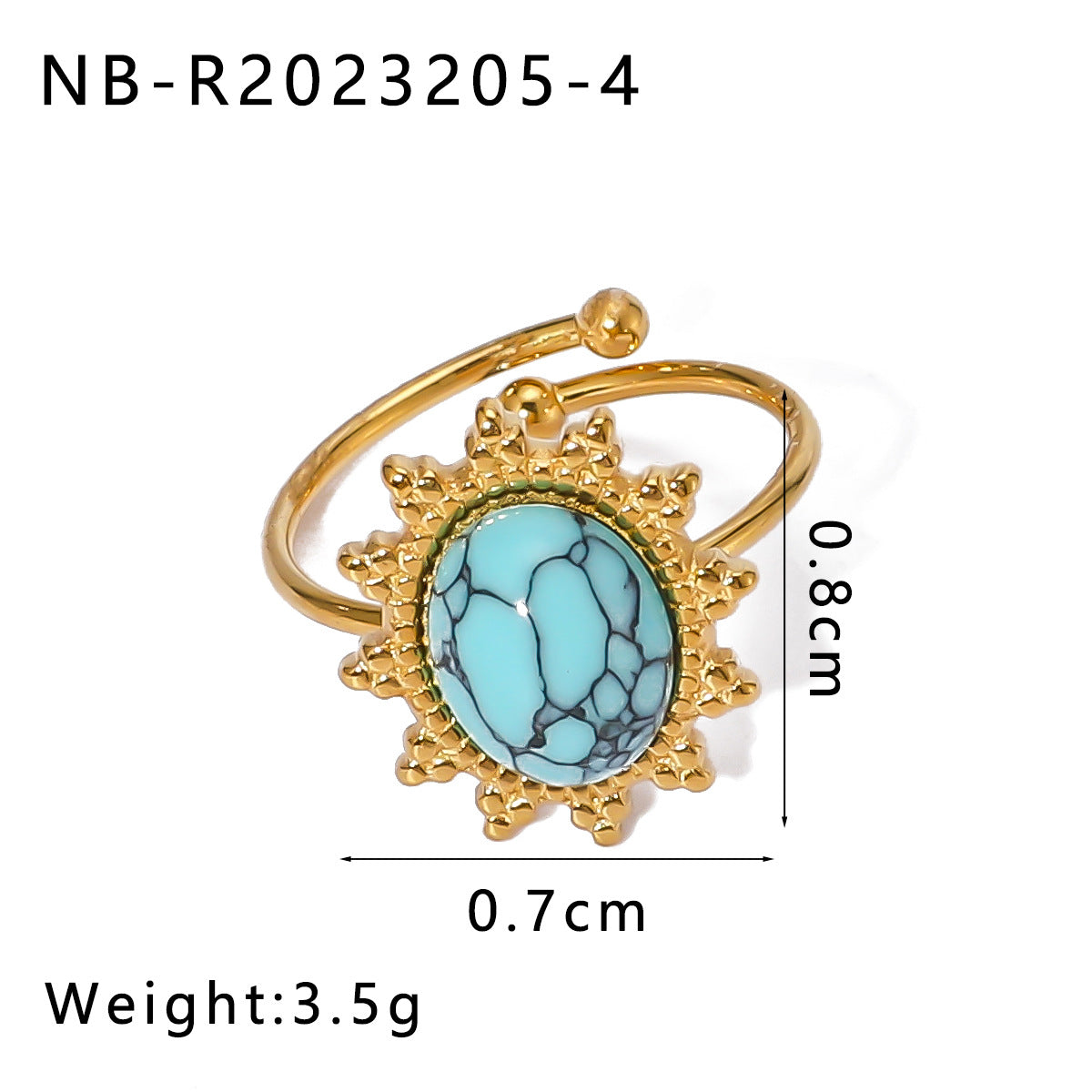 Wholesale Stainless Steel Ring Inlaid Natural Stone Open Adjustable Rings ACC-RS-XinY016