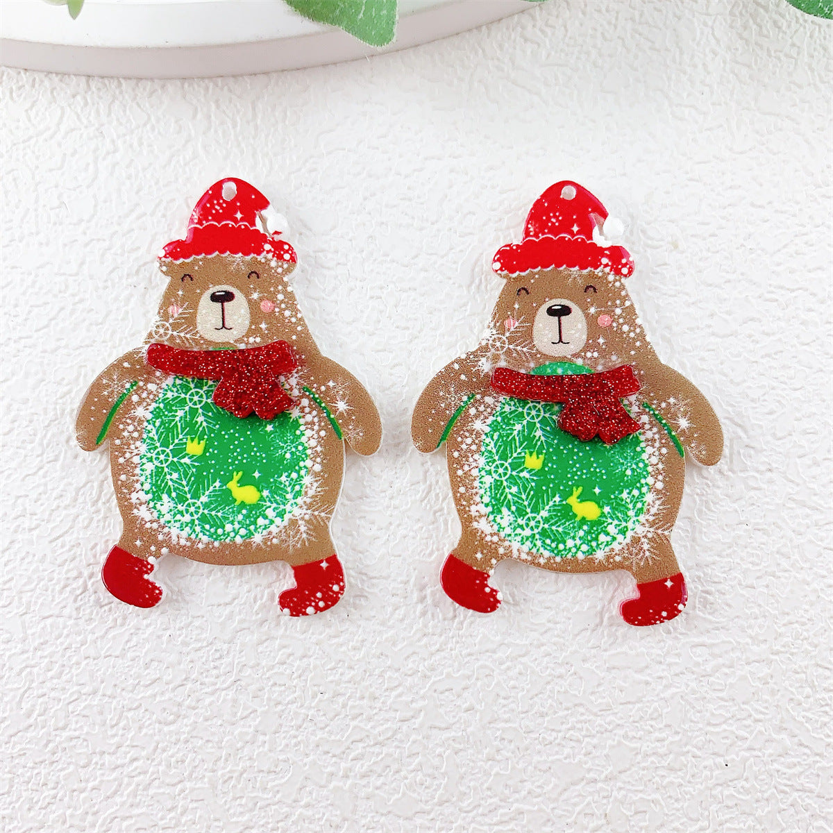 Wholesale 10pcs Acrylic Double Layer Christmas  Pendant