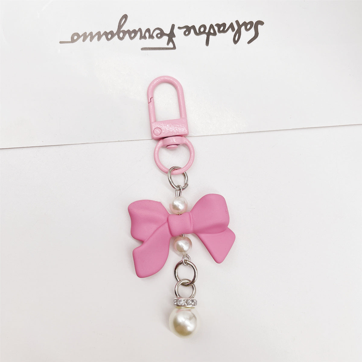 Wholesale Candy Colored Bowknot Texture Keychain Bag Charm Phone Accessory Gift