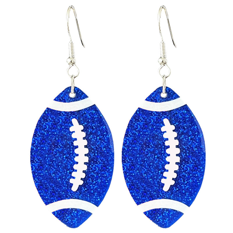Wholesale  source football soccer color contrast fashion ladies shiny acrylic earrings
