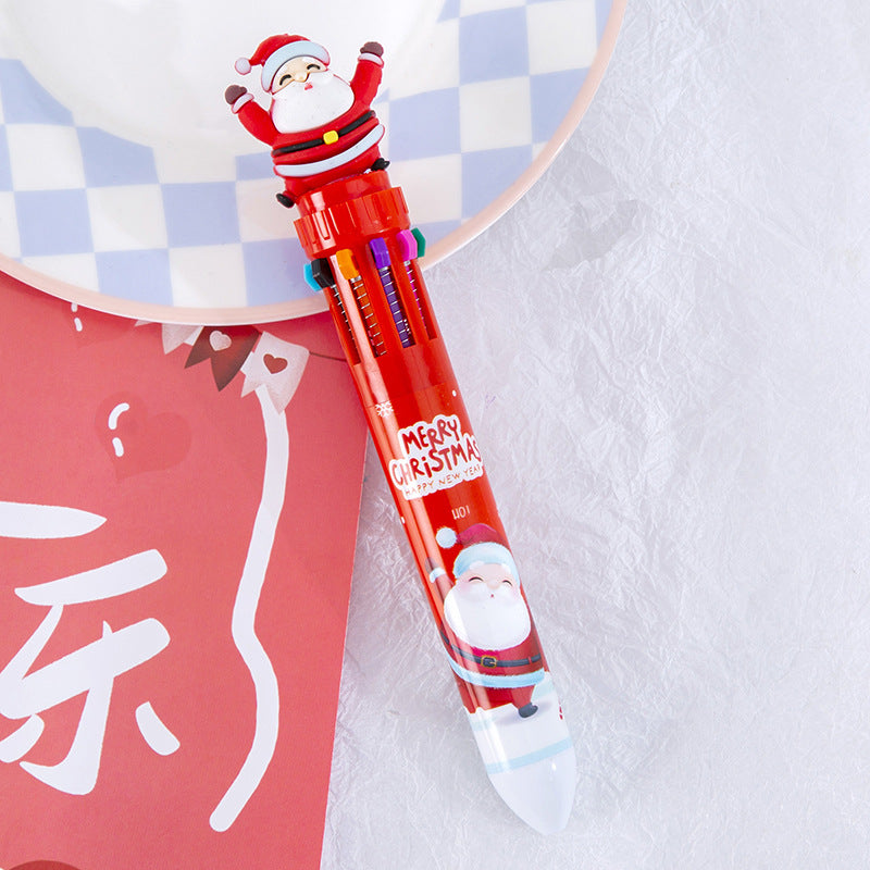 Wholesale Christmas ten-color ballpoint pen cute Christmas pen