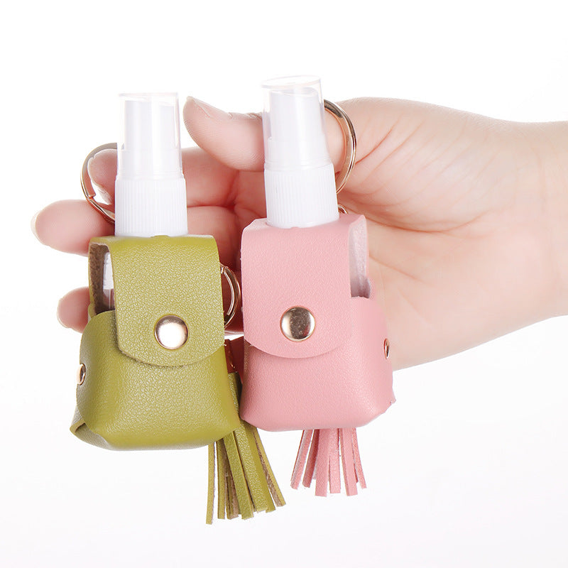 Wholesale Chic 30Ml Portable Skincare Refillable Keychain Bottle With Artificial Leather Case For Travel And Gift
