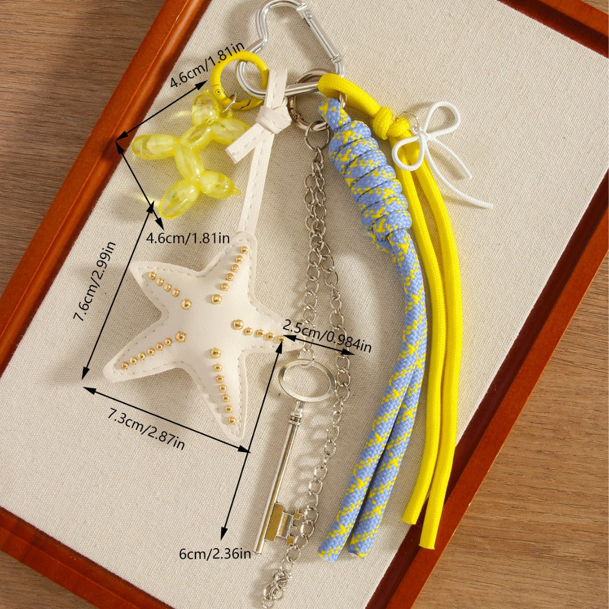 Wholesale PU leather starfish tassel balloon dog woven rope keychain