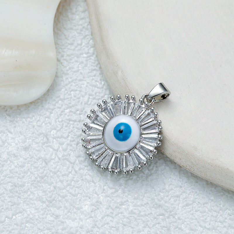 Wholesale Gold Plated Copper Eye Pendant Necklace with Zircon - Trendy Jewelry Accessory for Women