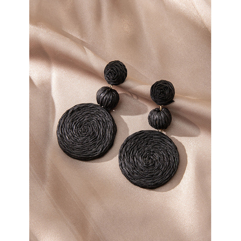 Wholesale Rattan Earrings Raffia Braided Earrings ACC-ES-XLH001