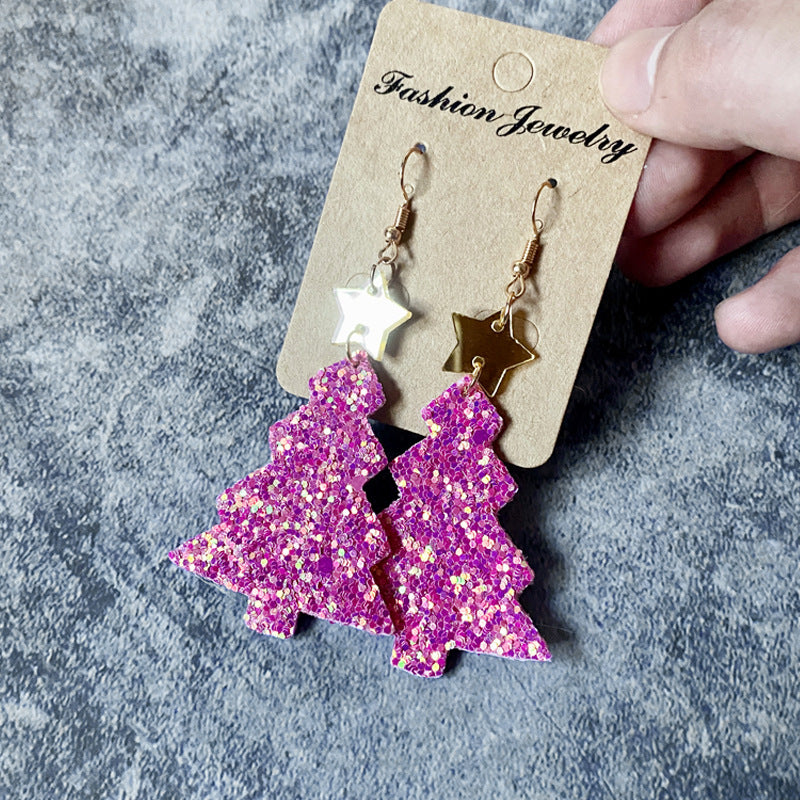 Wholesale Christmas flash earrings  leather acrylic  earrings